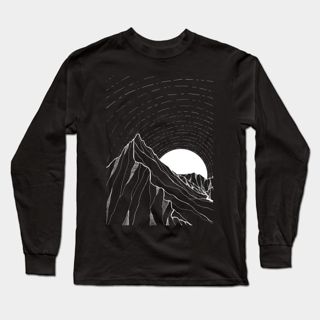 Lines of the white moon Long Sleeve T-Shirt by Swadeillustrations